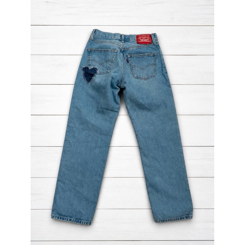 Levis Premium 501 90s Jeans 150th Anniversary Heart Patch Blue W27 L29